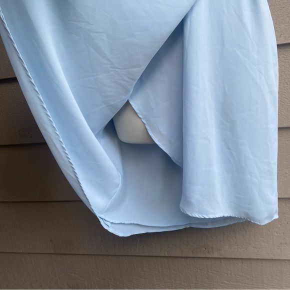 Babaton Aritzia Pastel Blue Wallace Mini Wrap Dress Size XS - Picture 3 of 7